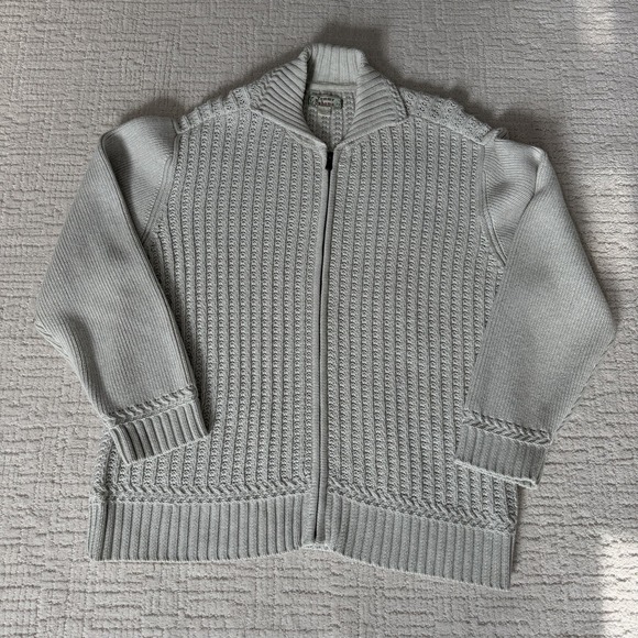 Tommy Bahama Cotton- Heavy Cable Knit Sweater Cream White Women's Sz L Full Zip - Picture 8 of 13